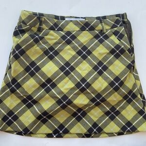 Zara Yellow and Black Plaid A-Line Skirt